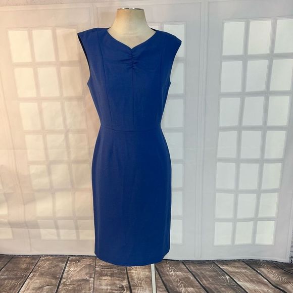 Tailored Rebecca Taylor blue sleeveless wool blend sheath dress size 6 - Picture 1 of 11